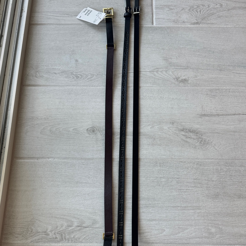 HM Black And Brown Leather Belts With Gold Buckles